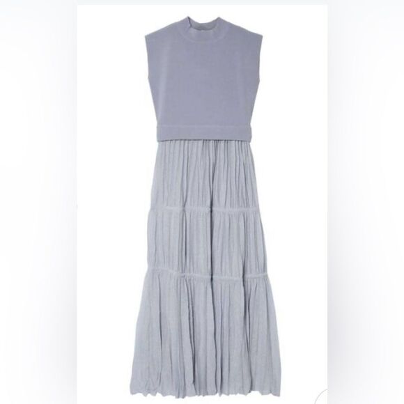 Laguna Moon Pleated Tiered Knit Dress in Blue S NWOT - Picture 9 of 16